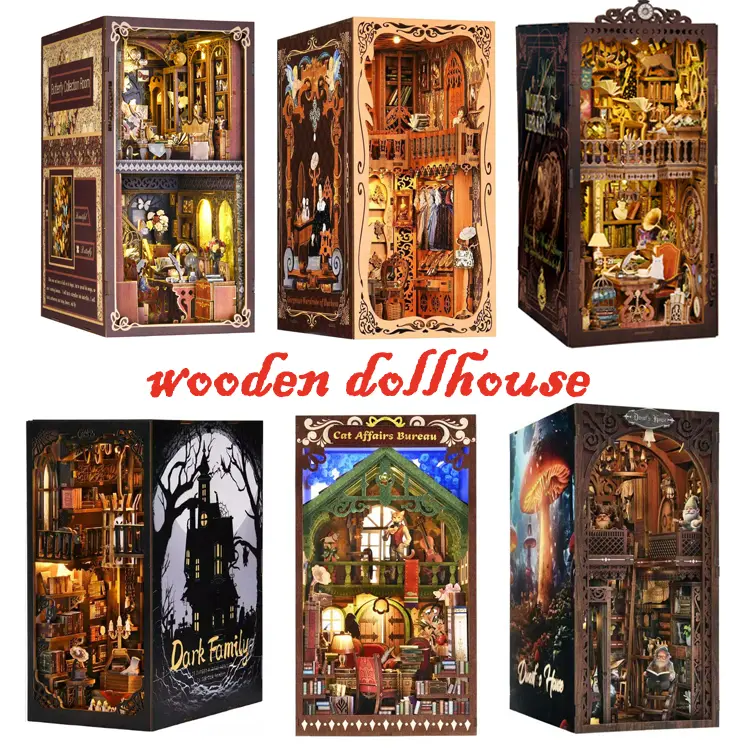CCCDF DIY Book Nook Kit, Miniature Dollhouse Booknook