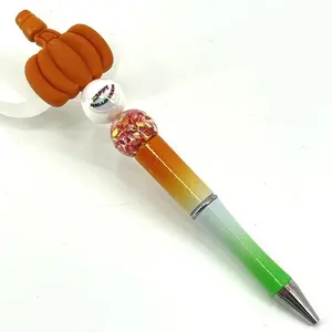 Pumpkin Happy Halloween fall autumn pen handmade NEW bling rhinestone white green orange confetti
