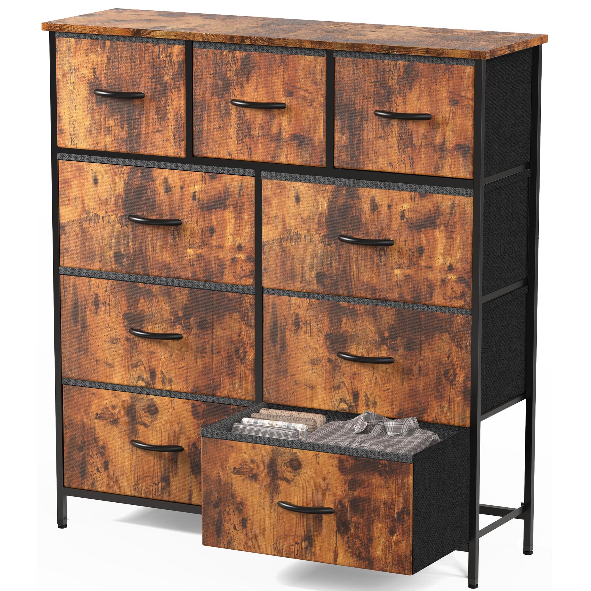 Sweetcrispy 9-Drawer Dresser - Modern Apartment Furniture with Steel Frame, Wood Top, New Color, Large Capacity Drawer Storage Cabinets for Bedroom Room Storage