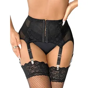 Lace Garter Belts for Thigh Highs Plus Size Suspender Belt Garter Belt Set Sexy Garters with 6 Strap Slip