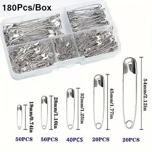 Safety Pin Set, 180pcs/box Multipurpose Safety Pin, Household Clothes & Pants Pin, Universal Pin for Home, Office, School, Dormitory, Sewing Supplies Crafts