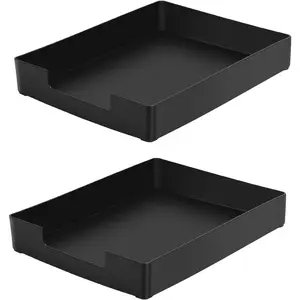 Letter-Size Tray, 2 count Desk Drawer Organizer, A4 Plastic Paper Tray, Stackable Plastic Paper Holder File Organizer for Office, School,  Storage (2X Black)