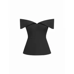 Cider Off-shoulder Short Sleeve Zipper Top