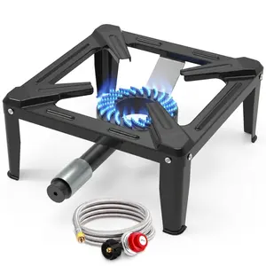 BESTFIRE 13,000 BTU High-Pressure Propane Burner – 12" Single Gas Stove with 4.1ft Adjustable Hose & Regulator  Portable Outdoor Camping Cooker for Backyard Cooking, Seafood Boil & Tailgating