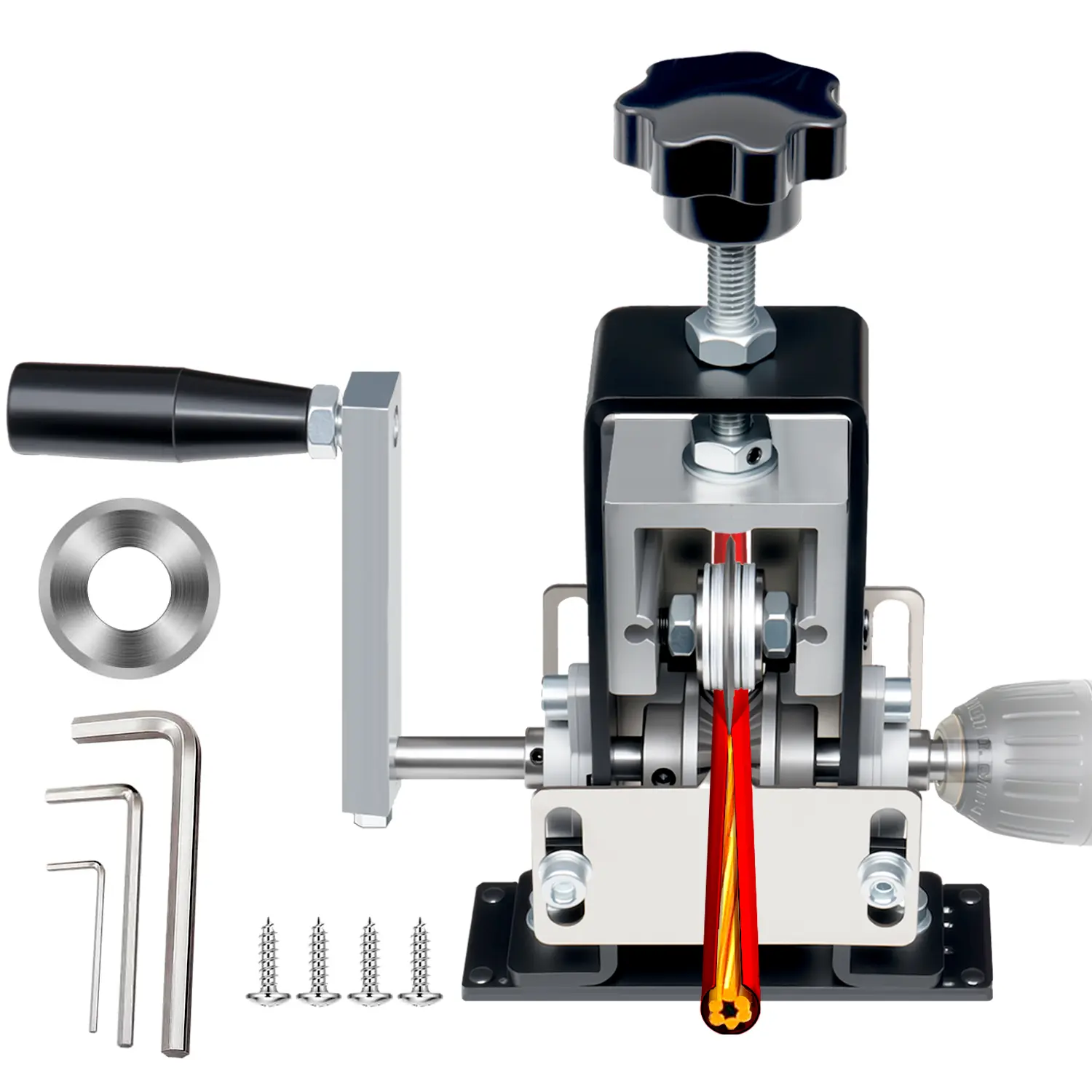 Manual Wire Stripping Machine Gauge Wire 0.06-1 inches,Scrapping Copper Wire Peeler Machine,Drill Powered Hand Crank Wire Stripper Tool for Scrap Copper Recycling