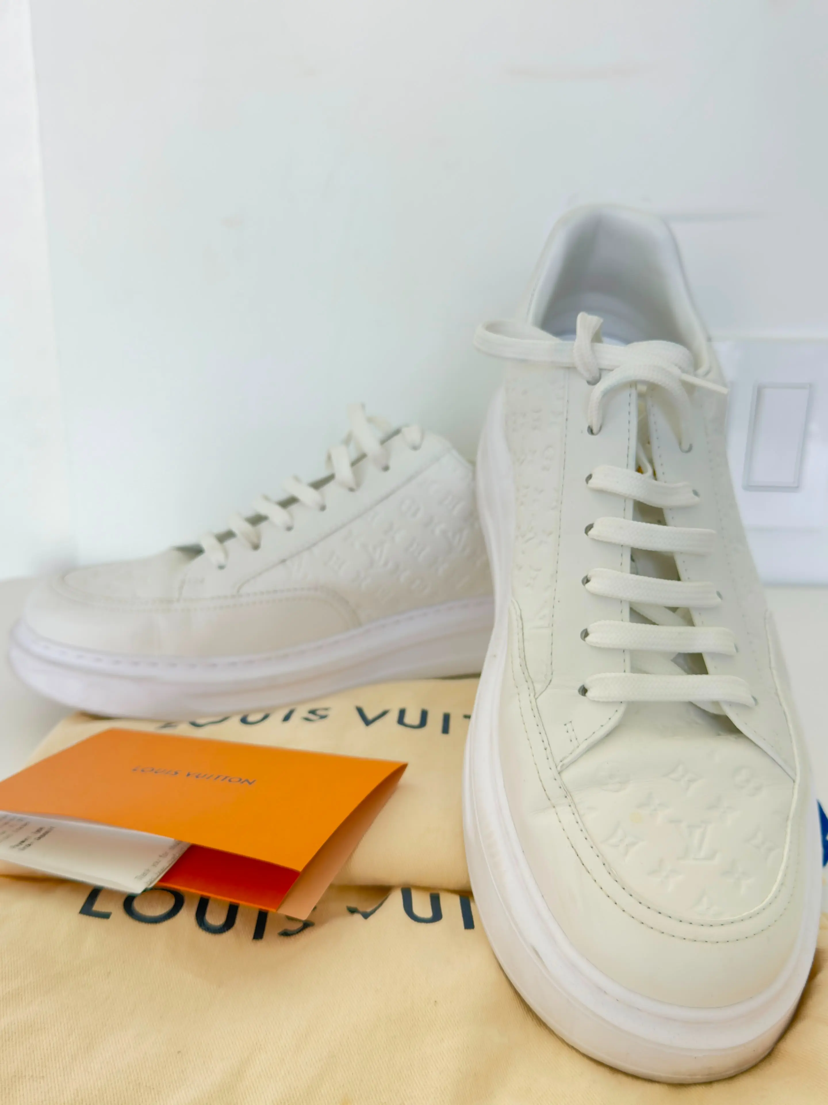 LOUIS VUITTON Mens Beverly Hills Monogram Embossed Sneakers size 10