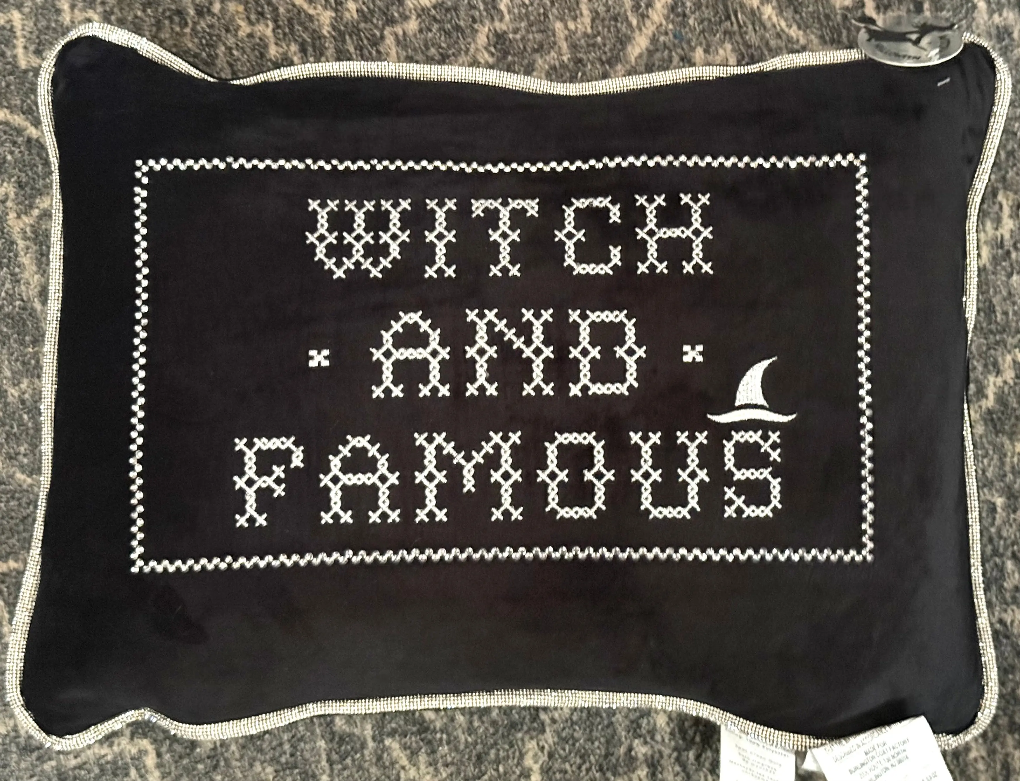 New Black Halloween throw pillow decor 14x20 WITCH AND FAMOUS