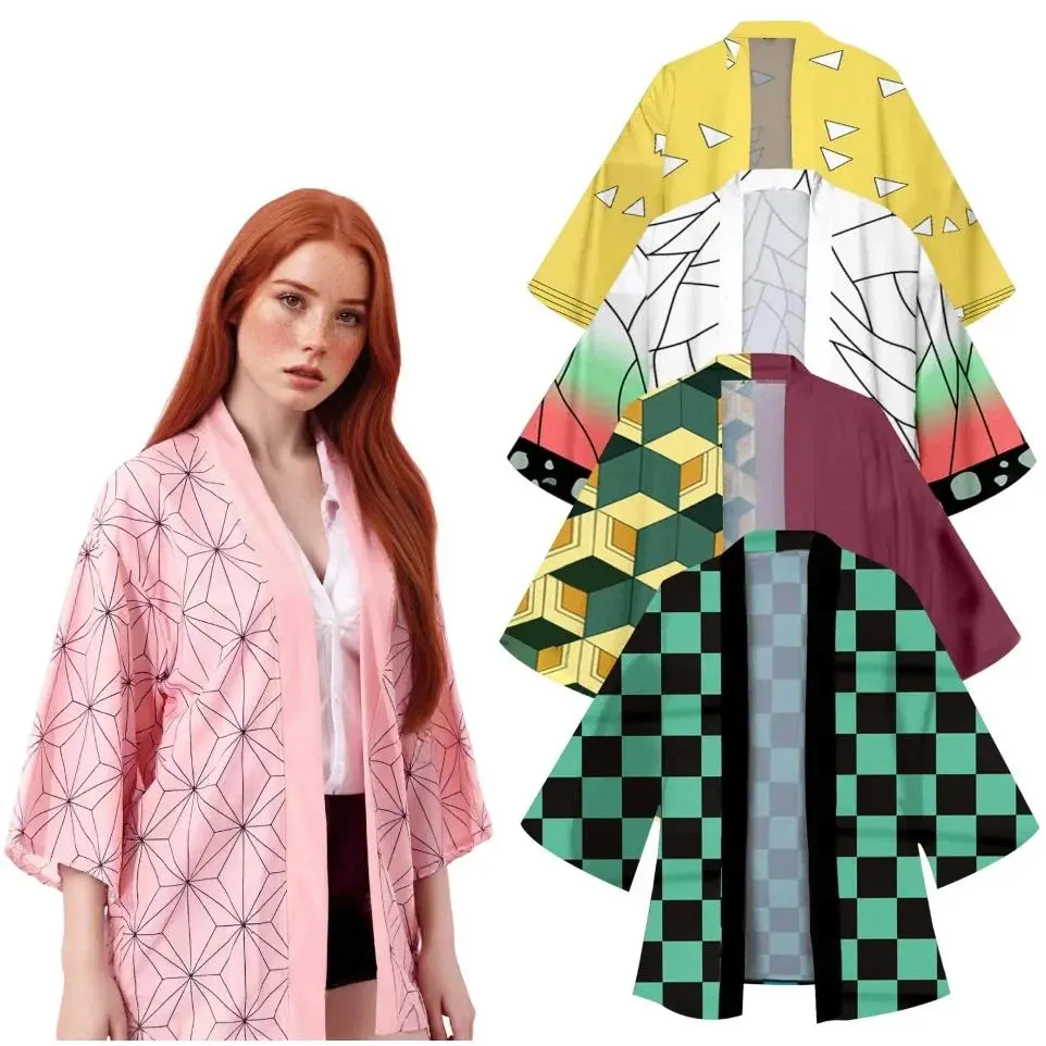 Summer Nezuko Kamado Men Japanese Anime Shinobu Kocho Butterfly Samurai Haori Coat Outerwear