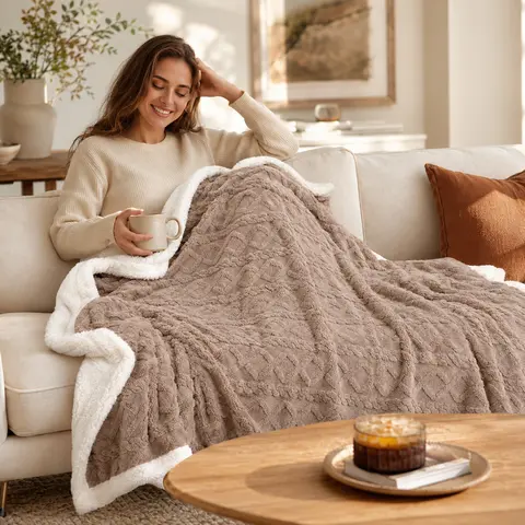 【A】Soft Cozy Blanket  -  Home Decor Item, Modern All-Season Thick Thermal Fleece, Machine Washable Non-Shedding Solid, Multi-Size for Home & Gifting, Home Decor Items
