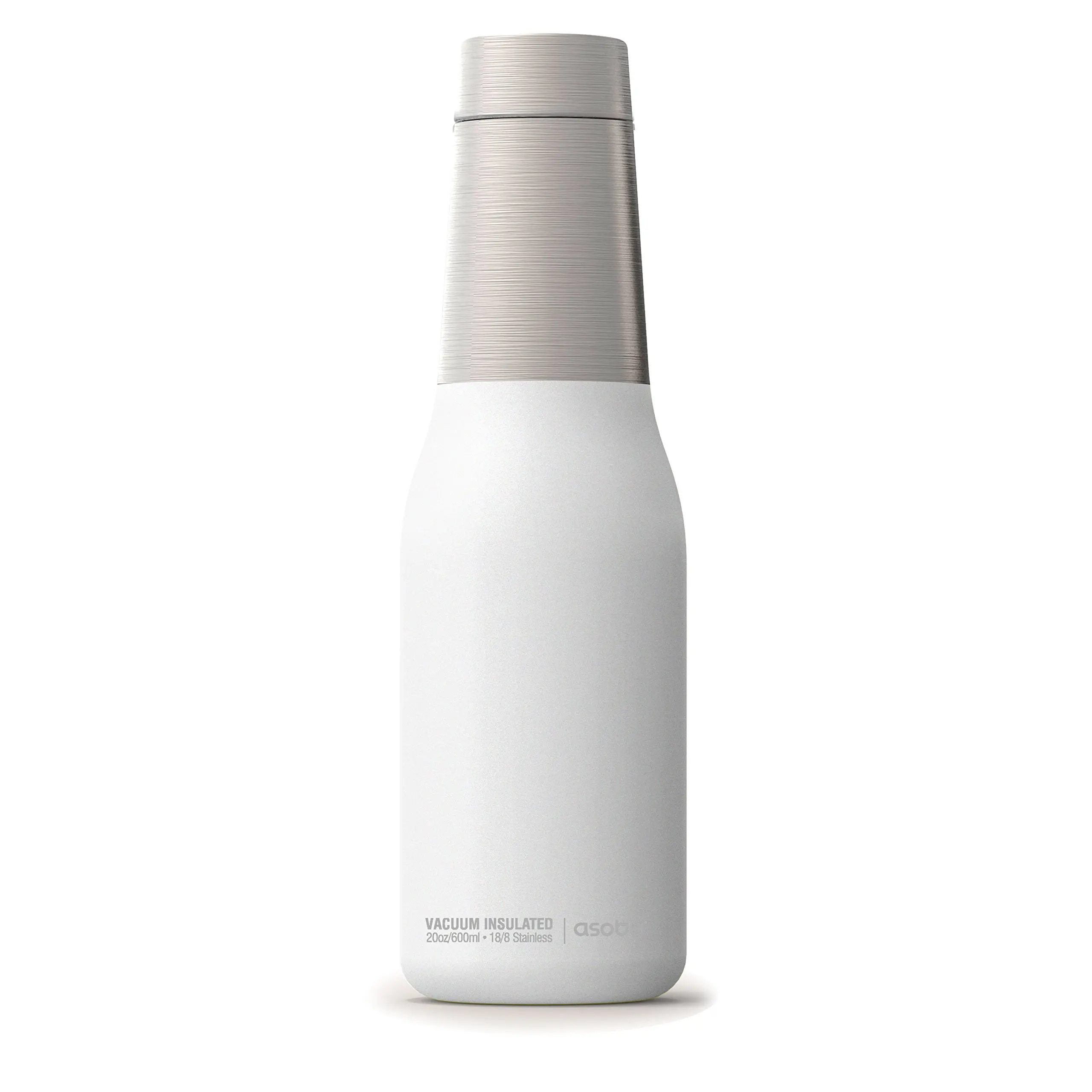 Asobu Oasis 20oz Vacuum Insulated Water Bottle – Reusable Double Walled Stainless Steel Thermos with Spill-Proof Screw Lid – Hot for 12 Hrs, Cold for 24 Hrs – White