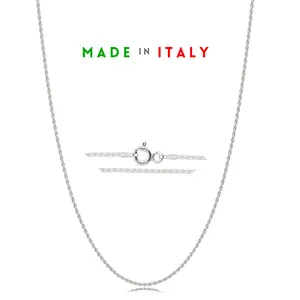 925 Sterling Silver 1.1mm Rope Chain Necklace 20 inch Made in Italy