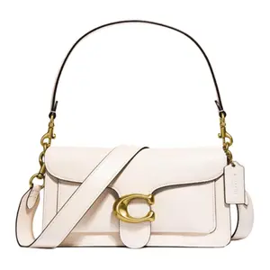 COACH Tabby 26 Medium Leather Crossbody Bag With Polished Pebble Texture And Logo For Women In White