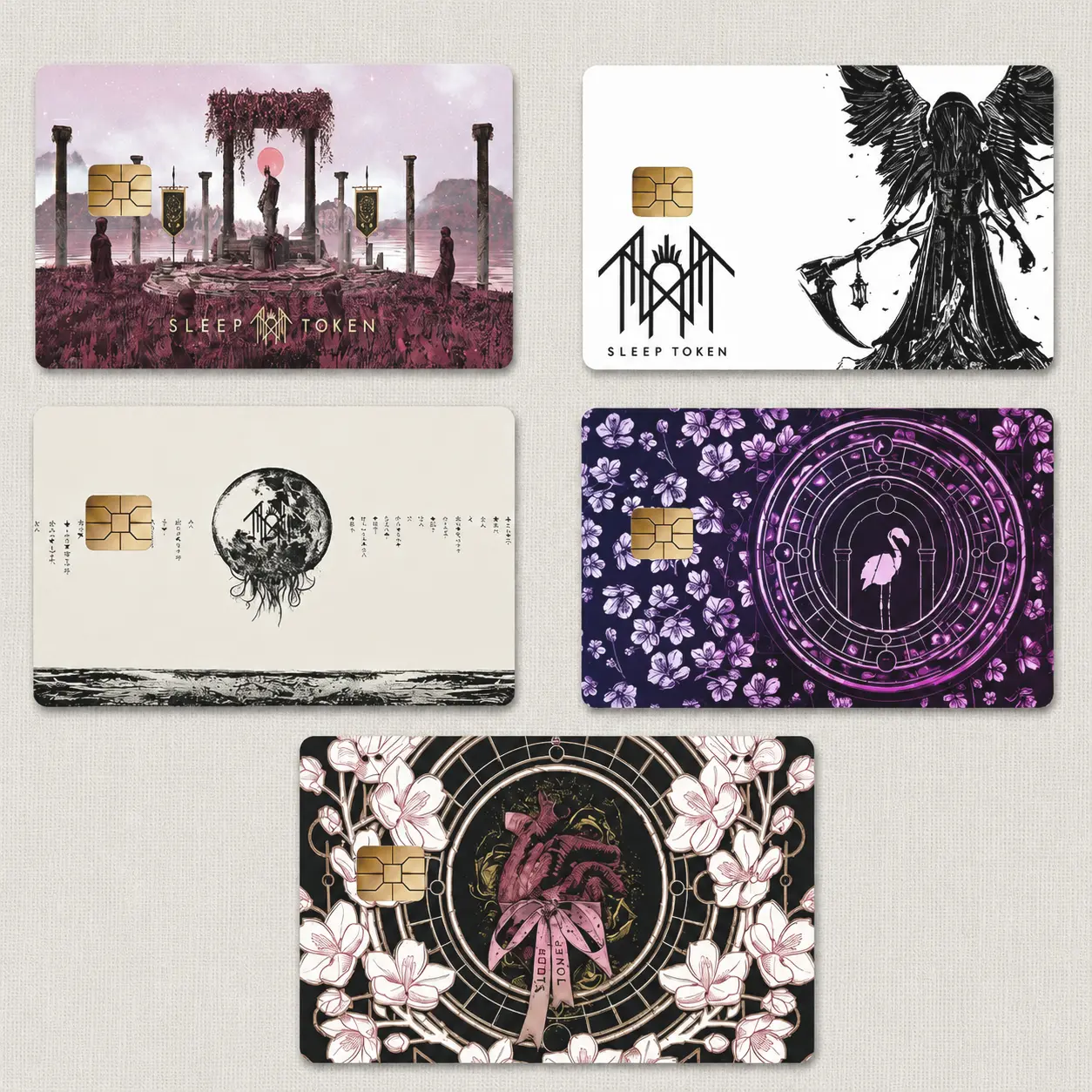 Sleep Token Vessel Set 5 Card Skin, Even in Arcadia Credit Card Sticker, Take Me To Eden Gothic Angel Gift for Worsipper
