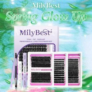 MilyBest 3 Styles Lash Clusters Kit  Mixed Length Individual Eyelash Extensions Kit with Tweezers, Bond & Remover | Professional Self-Grafting False Lashes for Women