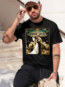 WILLIAM SHAKESPEARES ROMEO JULIET 2026 new model Black/White Tee Stylish & Comfortable Loose Crew Neck Short Sleeve T-shirts Versatile On Trend Eye Catching Printed Graphic Casual Tee for Daily Wear