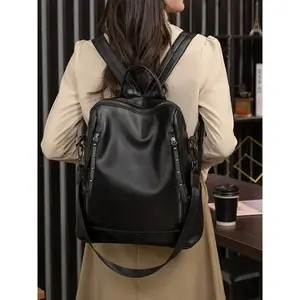 New Women's Fashion Backpack, Large Capacity Casual PU Leather Bag, Soft Leather Student Bookbag, Versatile Travel Bag, Leather Backpacks