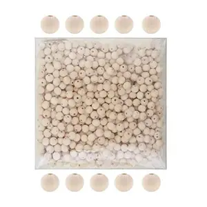 Mandala Crafts Round Wooden Beads for Crafts - Natural Wood Beads for Crafts with Holes - Unfinished Wood Beads for Jewelry Making Macrame