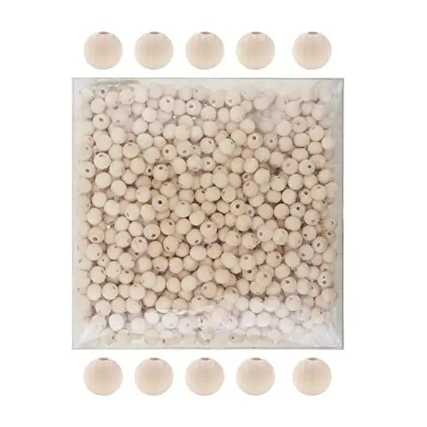 Mandala Crafts Round Wooden Beads for Crafts - Natural Wood Beads for Crafts with Holes - Unfinished Wood Beads for Jewelry Making Macrame