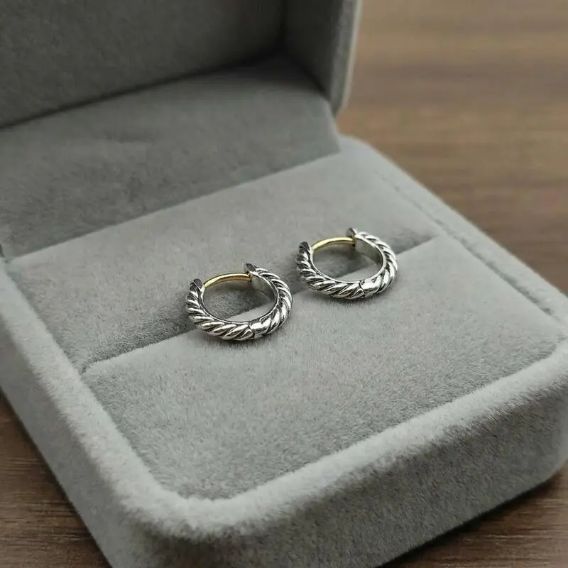 Women's S925 Twisted Hiphop Hoop Earrings - 2025 New Colorful Fabric-Accented Stylish Jewelry, Retro Temperament Anniversary Costume Accessory for Females