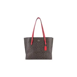 COACH Mollie PVC Tote Bag with Logo for Women in Dark Brown
