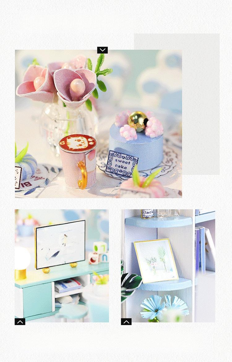 DIY Creative Attic Cottage — "Blue Serenity": A 3D Assembly Model. This makes for an exquisite birthday or holiday gift, as well as an ideal choice for crafting enthusiasts.