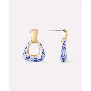 Drop Earrings - Dakota Door Knocker Marble Blue