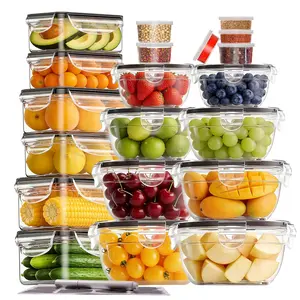 40Pcs Food Storage Containers with Lids Airtight 20 Lids 20 Containers Kitchen Organization Meal Prep Containers with Labels Marker Pen Fridge Organizer Stackable Plastic