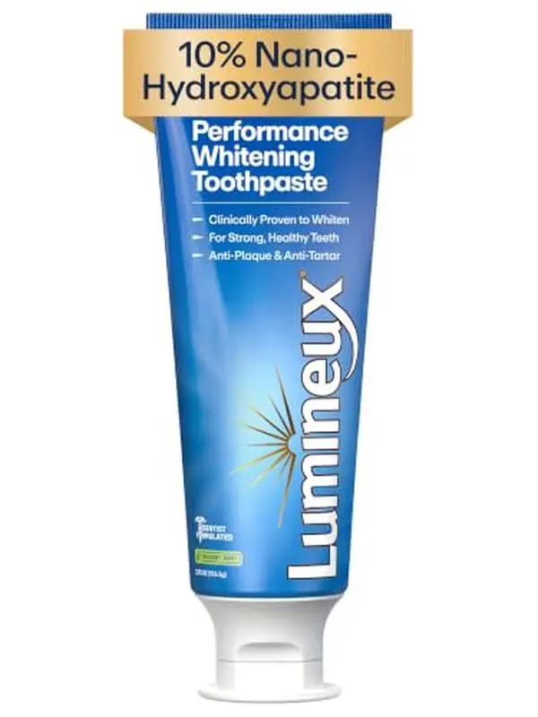 Lumineux 10% Nano Hydroxyapatite Whitening Toothpaste, 3.75 oz | Fluoride free gentle formula, clinically supported NASA-developed nHA that remineralizes for strong enamel & bright teeth