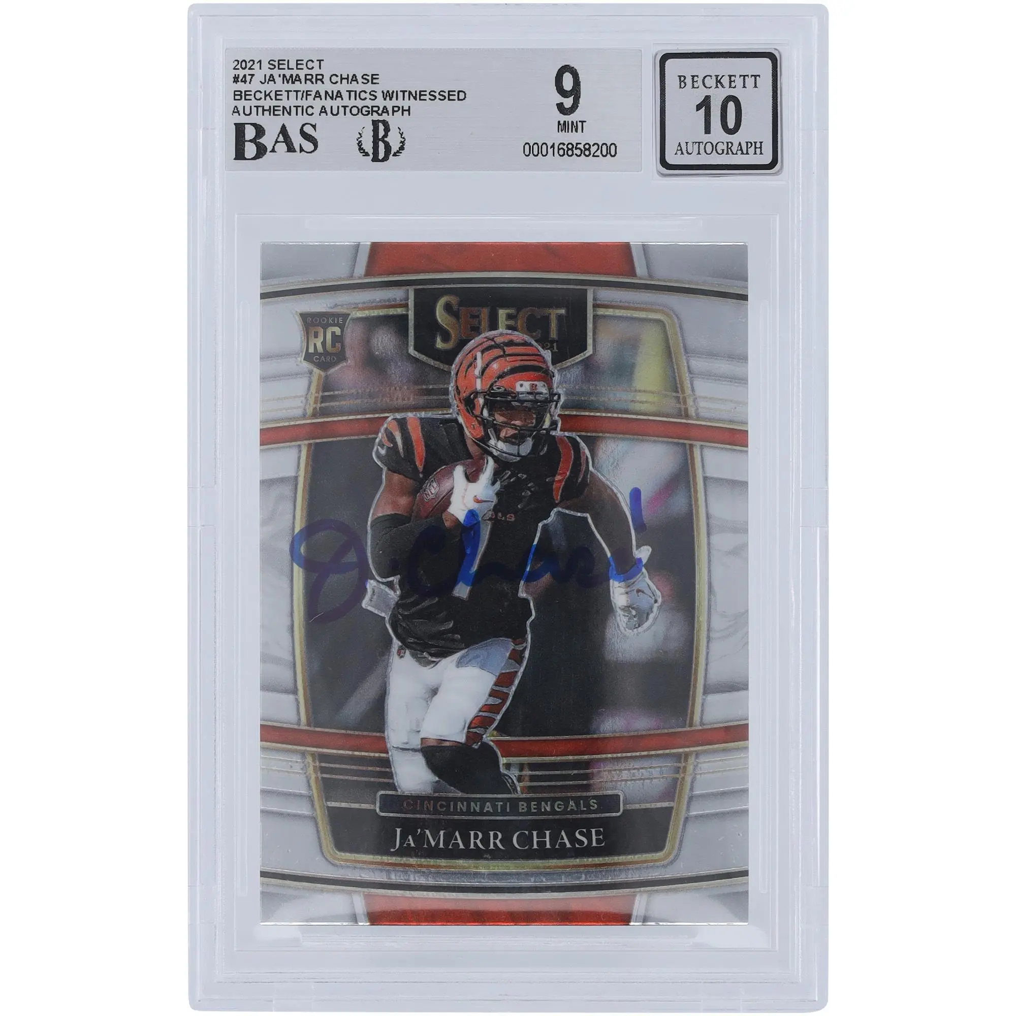 Ja'Marr Chase Cincinnati Bengals Autographed 2021 Panini Select Concourse #47 Beckett Fanatics Witnessed Authenticated 9/10 Rookie Card - Fanatics Authentic Certified