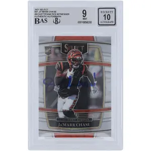 Ja'Marr Chase Cincinnati Bengals Autographed 2021 Panini Select Concourse #47 Beckett Fanatics Witnessed Authenticated 9/10 Rookie Card - Fanatics Authentic Certified