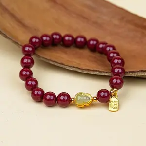 LUMAWU Gourd Shape Bracelet | High-purity Purple Gold Sand & Hetian White Jade Elegance