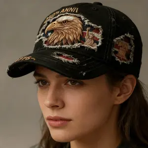 Embroidered U.S. Anniversary Baseball Cap,U.S. 250th Anniversary Baseball Cap, Independence Reunion Democracy Embroidered Hat, Distressed Denim Brim with Leather Strap, Patriotic Adjustable Trucker Cap for Men and Women[004]