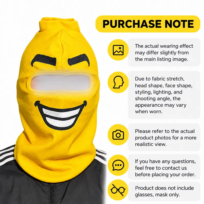 Purchase note for smiley ski mask