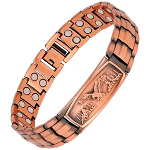 Men's Adjustable Copper Magnetic Bracelet - 99.99% Pure with 3500 Gauss Neodymium Magnets, Hypoallergenic Classic Magnetic Copper Bracelet  Gift