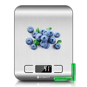 Etekcity Digital Kitchen Scale, 304 Stainless Steel, LCD Display, 11lb/5kg Capacity, Precise 1g Increments, Tare Function, Easy Clean, Portable with AAA Batteries