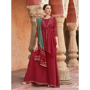 Tas Red Sharara Suit