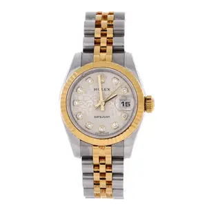 Pre-owned Rolex Oyster Perpetual Datejust Automatic Watch Stainless Steel and Yellow Gold with Diamond Markers 26 by Rebag