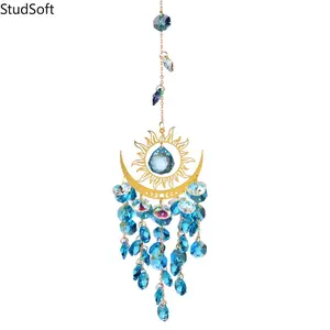 2026 New Sun Moon Crystal Suncatcher, Hanging Rainbow Maker Prism Wind Chime, Single Piece Boho Window Hanging Ornament for Garden, Patio & Bedroom Decor
