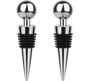 Vacuum Wine Stopper  Keep Wine Fresh Longer | Reusable Silicone Bottle Cork Leakproof (Silver)