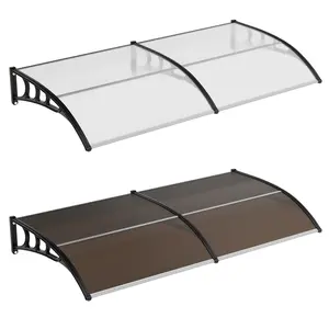 40"x80" Awning for Door Entrance, Window Awning Canopy Exterior, UV Rain Snow Sunlight Protection Door Awning with Plastic Steel Bracket,Polycarbonate Cover, Clear Board / Brown Board