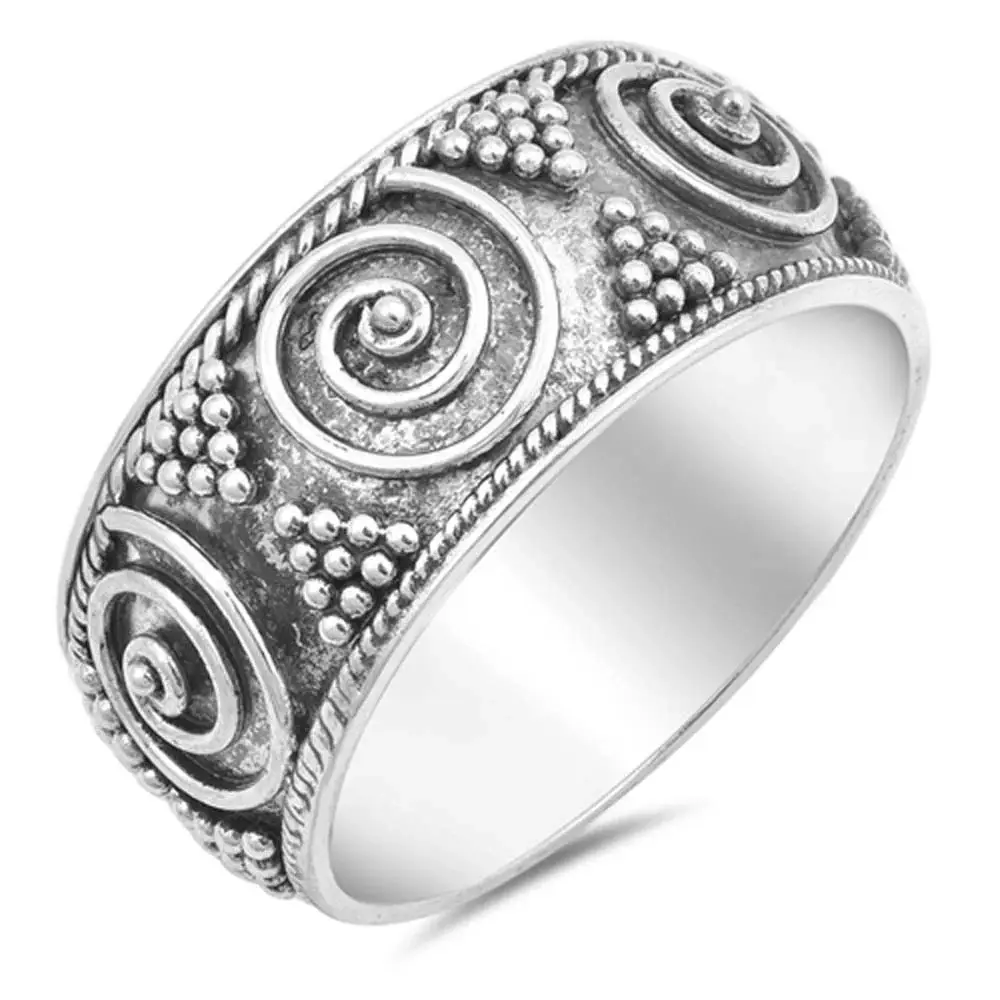 Braided Spiral Beaded Bali Ring - 925 Sterling Silver