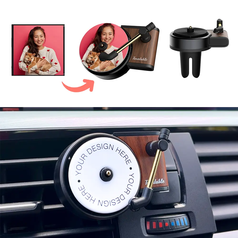 Car Air Freshener with Your Image, Spinning Turntable Car Air Freshener Personalized with Photo