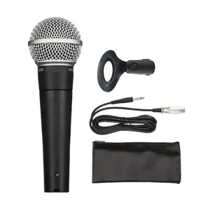 Professional Handheld Dynamic Microphone SM58, Wired Condenser Mic with Clip and Bag, metallic Material, 6.35mm Interface, Ideal for Singing, Chatting, Stage Performances