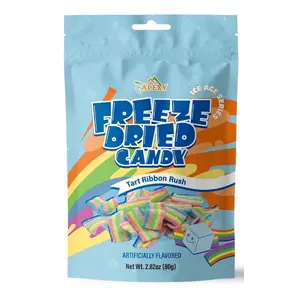 Apexy Freeze Dried Candy - Freeze Dried Rainbow Candy Assorted Flavor - Dehydrated, Crunchy, Colorful Treats & Snacks for Kids & Adults - Packed in a Resealable Pouch 2.82oz (80g) (Tart Ribbon Rush)