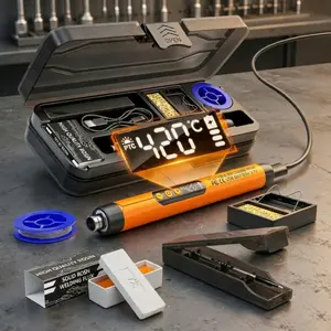 LCD Portable USB Adjustable-Temperature Soldering Iron Gun, , Electronic Soldering Tool, Home DIY Soldering Kit with Storage Box, Corded Solder Iron