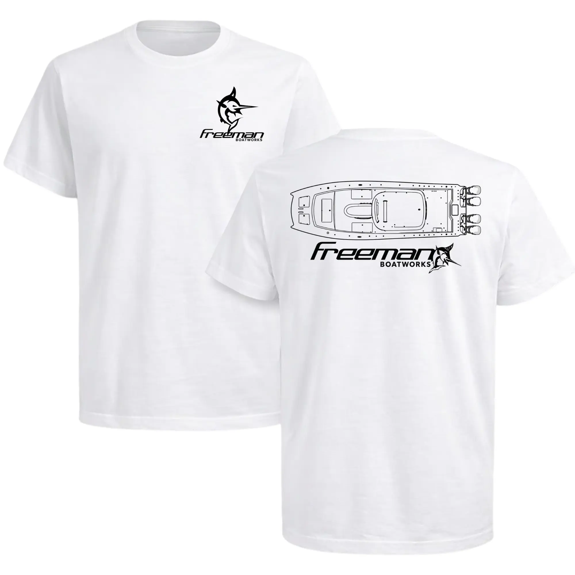 Freeman Boatworks T-Shirt, Offshore Fishing Boat Shirt, Center Console Boat Tee, Freeman Logo Graphic Shirt