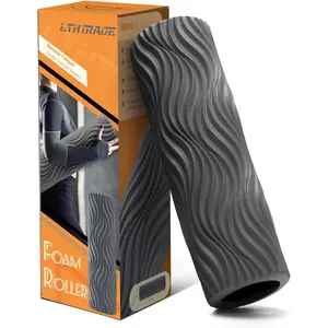 Foam Roller, Deep Tissue Massage Muscle Roller Back Roller Foam with Wave Texture - Back Pain Relief & Physical Therapy, Fitness Foam Roller for Pilates, Yoga (Grey)