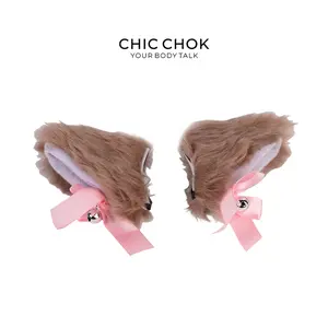 CHICCHOK [Fluffy Ear Hair Pin] - Soft and Lightweight Design for Comfortable Use Flatclawclip Claw Clip Ponytail Pink Bow Dragonfly Clip