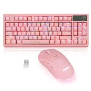 Wireless Mechanical Keyboard and Mouse Combo - RGB Backlit, Rechargeable Battery, Ergonomic Design, 2.4G Wireless Connection, 87-Key for Gaming and Typing（Pink）
