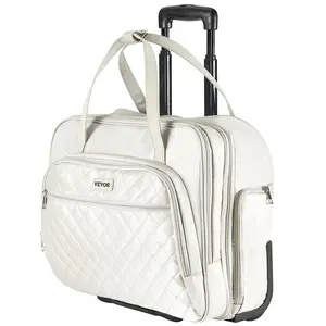 VEVOR Rolling Laptop Bag, Fits Up to 15.6 Inch Laptop, Wheeled Briefcase, Roller Computer Tote Bag with 2 Fixed Wheels & Telescoping Handle, Laptop Case for Work Travel Business Office, Women Men